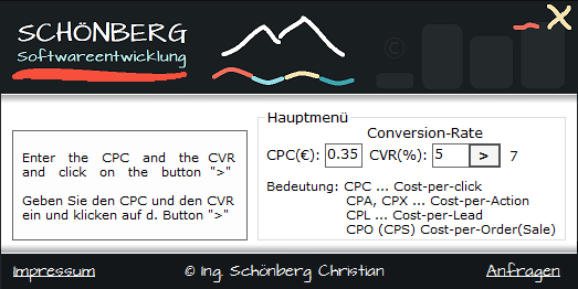Schoenberg - Programmierauftrag, Programmierer - Cost per Sale berechnen