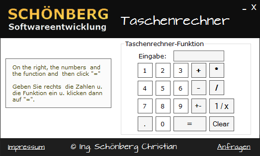 Schoenberg - Programmierauftrag, Programmierer - Taschenrechner