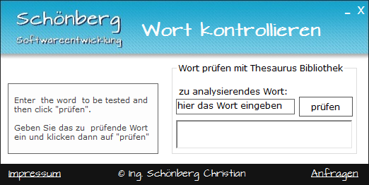 Schoenberg - Programmierauftrag, Programmierer - Thesaurus Anwendungstool programmiert