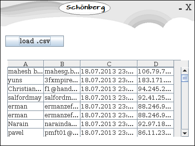 Schoenberg - Programmierauftrag, Programmierer - csv-Viewer mit JAVA programmiert