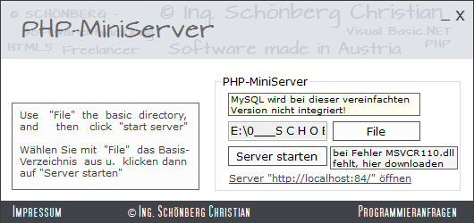 Schoenberg - Programmierauftrag, Programmierer - localer PHP-Webserver